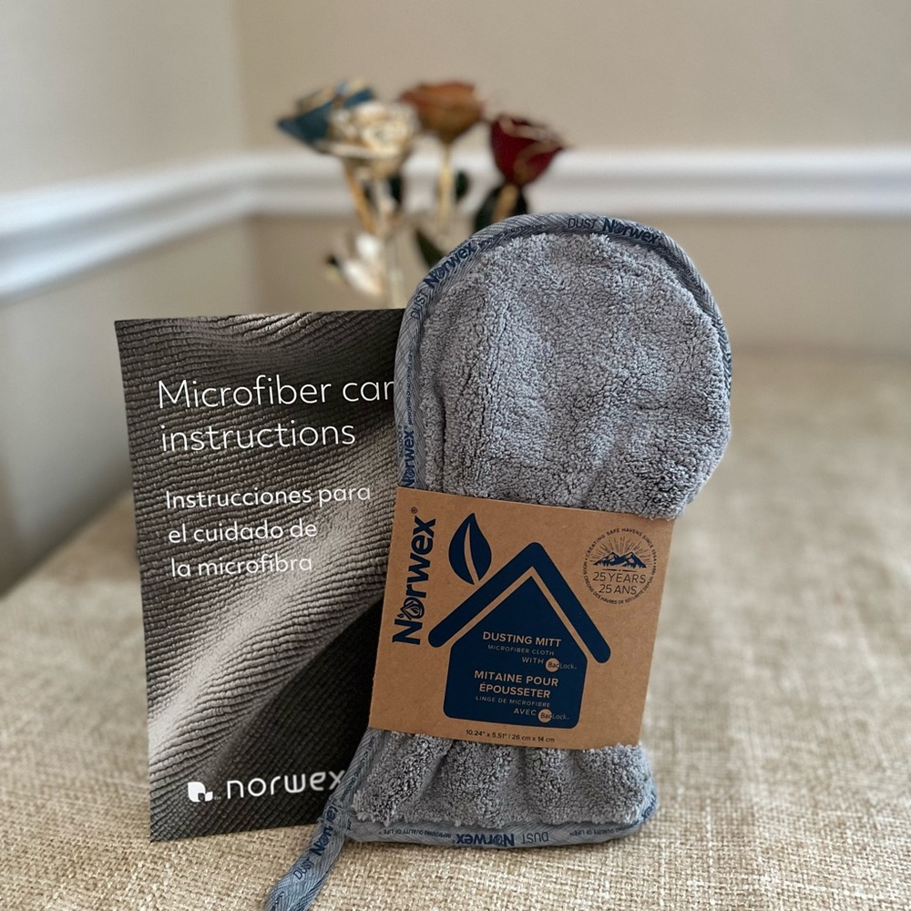 NORWEX DUAL SIDED ALL-PURPOSE MICROFIBER DUSTING MITT GRAPHITE / GRAY ~ NEW